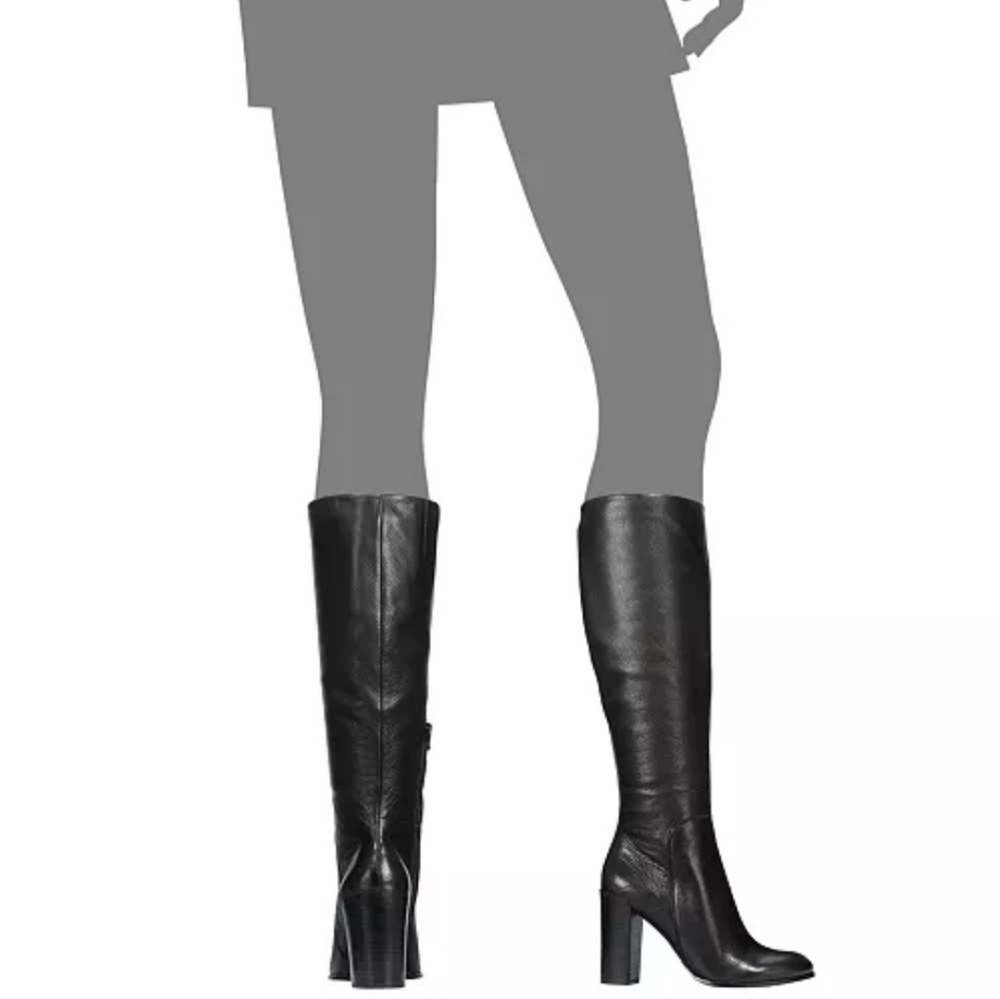 Black Leather Knee-High Boots